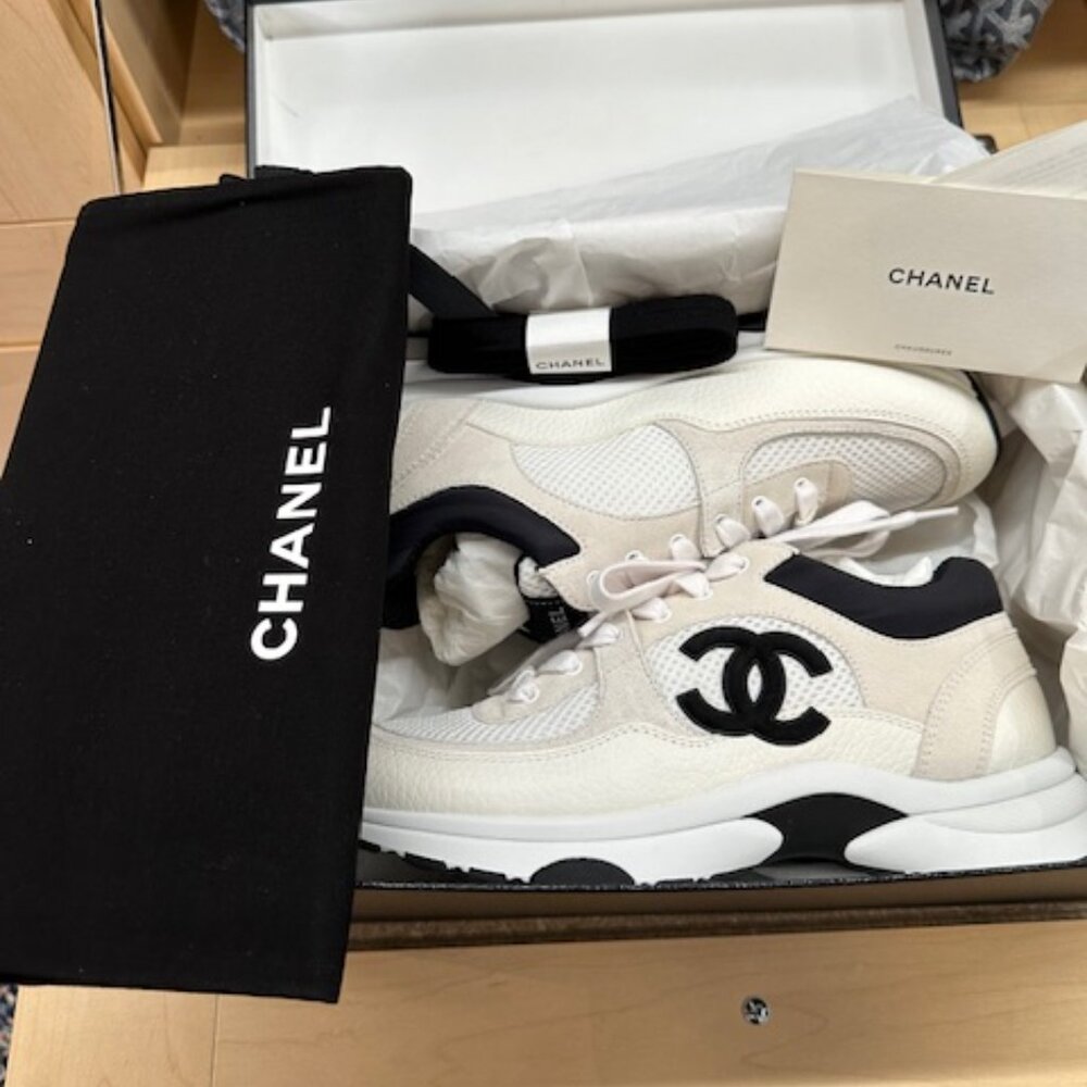 Chanel Brand New in Box Interlocking CC Logo Mesh Sneakers Women's Size 38